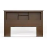 Prepac Headboard Double/Queen Adjustable Shelf 3-Storage-Compartments Espresso