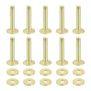 25 Set 9x3.3x19mm Solid Copper Rivets and Burrs Leather Fastener, Gold Tone