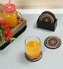 Crayton Geometric Premium Wood Coaster with Holder (Set of 6)
