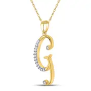 10k Yellow Gold Round Diamond Initial G Letter Pendant 1/12 Cttw