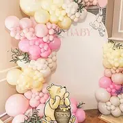 Classic Winnie Cutouts and Pink Balloons Arch Kit Set For Girl Pastel Balloons for Pooh Baby Shower Decorations Birthday Party Supplies