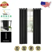 Triple-Woven Blackout Grommet Curtains for Living Room - Set of 2 Panels