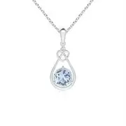 Aquamarine Knotted Heart Pendant with Diamond