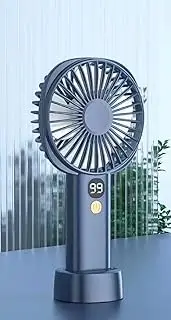 Vortex S-19-Blue Small Handy Convenient Wireless Rechargeable Powerful 5 speed levels Natural wind mode option Battery level indication standing fan with table dock(Blue)