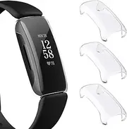intended for Fitbit Inspire 2 Case, Full Coverage Screen Protector Soft TPU Plated Bumper Shell Protective Cover intended for Inspire 2 Fitness Tracker (Not intended for Inspire) (Clear*3)