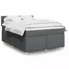 Box Spring Bed with Mattress Dark Grey Double Fabric