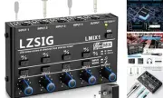 Mini Audio Mixer,Stereo Line Mixer for Sub-Mixing,Ultra Low Small(4-channel)