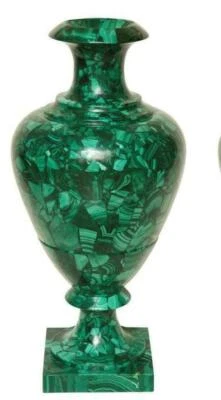 12" Marble Flower Vase Pot Mosaic inlay green malachite Semi Precious Stone