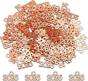uxcell Metal Year Number Charm, Rose Gold 2026 Year Charm Graduation Tassel for DIY Jewelry Making, Necklace Bracelets, Keychain, Pack of 80