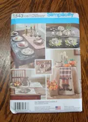 Simplicity 1343 Sewing Pattern Placemats Table Runner Bag Home Decor Uncut