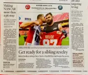 LA TIMES SPORTS SECTION TRAVIS KELCE VS. JASON KELCE at SUPER BOWL LVII 2/5/23