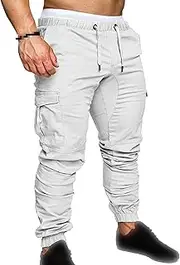 [Generic] Mens Cargo Joggers Pant Casual Drawstring Hiking Pants Jogging Tapered Sweatpants with Multi Pockets