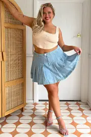 Beige Corset Top Sleeveless Scoop Neck