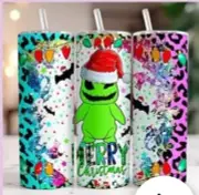 NIGHTMARE BEFORE CHRISTMAS OOGIE BOOGIE Skinny Insulated Tumbler Lid Straw FUNNY