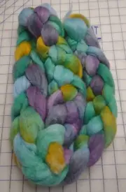 Hand Dyed Painted Med Wool Blend Combed Top Roving Spinning Felting Stonefield