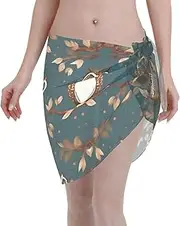 [FRESQA] Pine Needle Tree Winter Landscape Quick-Drying Women's Short Beach Skirt,Lightweight Easy to Carry,for Cruise Ships,Beaches Pools