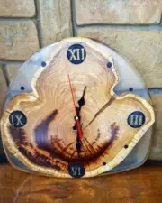 Unique Wall Clock Design Epoxy Resin Art & Acacia Wood Clock For Drawing Room