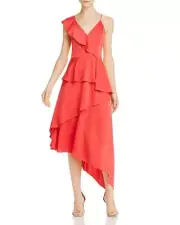 NWT Aidan by Aidan Mattox Women's Asymmetrical Charmeuse Gown 6 Red Fruit Punch