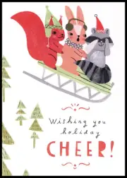 Greeting Card - Rabbit Raccoon Squirrel - Sarah Walsh - Christmas 0888