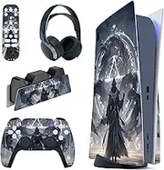 PlayVital Skin for PS5 Console Regular Edition, Vinyl Skin Stickers, Protective Film for PS5 Console, Controller, Charging Station, Headset, Media Remote Control, Rune Wafer