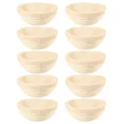 10X Round Banneton Proofing Basket Set Brot Form Unbleached Natural Cane Bread Baking Kit with Cl Wood color