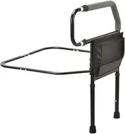 Bed Rail Adjustable Heights Bed Assist Rail Steel Bed Railing with Storage Pocket Assist Railing Load 275 Lb Safety Bed Rail