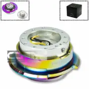 NRG 6-HOLE STEERING WHEEL SILVER/NEO CHROME GEN-2.8 QUICK RELEASE HUB ADAPTER