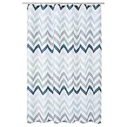 Amazon Basics Fabric Shower Curtain with Grommets and Hooks, 183 x 183 cm, Blue Ombre Chevron