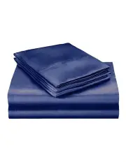 [DreamZ] Silky Satin Bedspread Pillowcases Summer Super King Quilt Cover Set in Blue