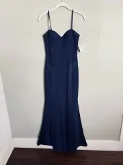 Aidan Aidan Mattox Women's Navy Sleeveless Long Evening Dress Sz 0 (GCL)