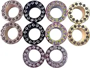 [KUNIU] 2PCS Rhombic CZ Gems Ear Gauges, Various color shells, Screw-On ear Tunnels, Ear Strecther Expander gauge 6g to 5/8''