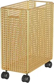 Vaveren Rolling Yoga Mat Storage Rack Home Gym Storage Rack Wheeled Portable Cart Laundry Basket for Bedroom Workout Room Foam Roller