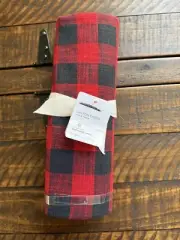 Pottery Barn Dalton Check Yarn Dyed Cotton/Linen Table Throw 50x50 Red New