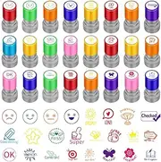 Fainne 24 Pcs Teacher Stamp Self Inking Rubber Sorted Review Picture Stamps for Motivation Teacher Comments Student Homework for Education(Sweet)