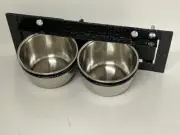 Stainless Steel Rabbit guinea pig Feeder Cup Set Swivel Gate for hutch SM 100mm