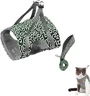 Respectively Cat Harness, Cat Dogs Vest Harness and Leash Anti-Break Away Chest Strap Cats Clothes,Adjustable Soft Mesh Cats Walking Vest with Leash (Green,S-Chest 34-38cm)