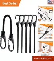 Adjustable Bungee Cords with Carabiner Hooks - 5-Pack Assorted Cords