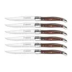 Set of 6-Brown & Gray Laguiole Steak Knives with Pakkawood Handles, Stainless...