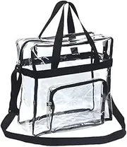 NINFE Clear Tote Bag, Adjustable Shoulder Strap and Zippered Top, Stadium Security Travel & Gym Clear Bag, Perfect for Sports