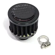 BLACK 12MM MINI AIR OIL BREATHER FILTER FOR HONDA CIVIC D16Z6 D16Y8 CARBON FIBER