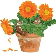 Paperproducts Design Flower Pot Chipmunks Beverage Napkin, Patti Gay, 5"