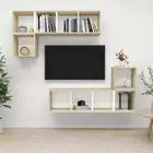 NNEVL 4 Piece TV Cabinet Set White and Sonoma Oak Chipboard
