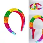 Wash Face Hairband with Rainbow Bead Woman Makeup and Washing Face Headband