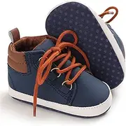 [Meckior] Baby Girls Boys Canvas Sneakers Soft Sole High-Top Ankle Infant First Walkers Crib Shoes