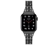 Fashion Stainless Steel Metal Five Beads Two Rows of Shiny Strap for Apple Watch5 4 3 2 1-Black