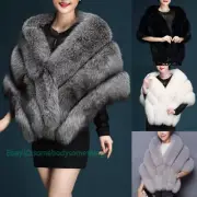 Womens Shawl Wedding Bridal Shawls Faux Fur Capes Formal Party Winter Cloak Coat