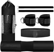 Fitness Dumbbell Bar Pad Set with Knee Pad and Ankle Band, Fitness Set with Resistance Bands and Ankle Straps for Squats Curls Leg Training Home Bench Press