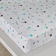 Grey Gaming Bed Sheets - Single Fitted Sheet (190 x 90 x 28cm) - Glow in The Dark - Gaming Bedding/Gaming Bedroom Accessories - Game Glow Collection