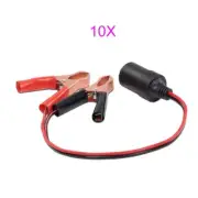 10X 12V Battery To Cigarette Lighter Adapter Alligator Clamp Clip
