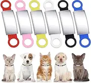 Molain 6 Pcs Slide On Dog ID Tag, Dog Collar Tag, Silicone Stainless Steel Dog Cat Personalized Name Engraved Tags, Custom Dog Tags, Silent Dog License Tag, Blank Pet ID Tags for Dogs Cats (6 Colors)